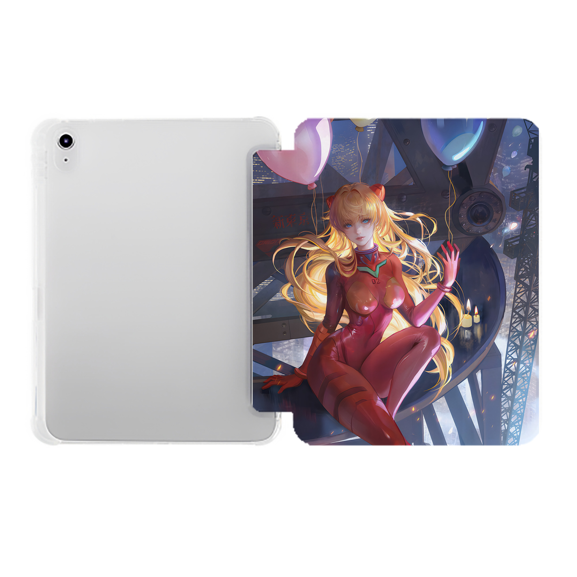（画像用） EVA 新世紀エヴァンゲリオン IPad ケース ペン収納付き 三つ折りスタンド PUレザー×シリコン 対応機種9.5/10.5/10.9インチ